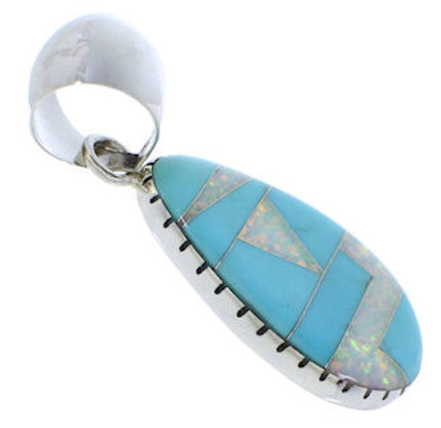Turquoise Opal Inlay Sterling Silver Pendant MX22207